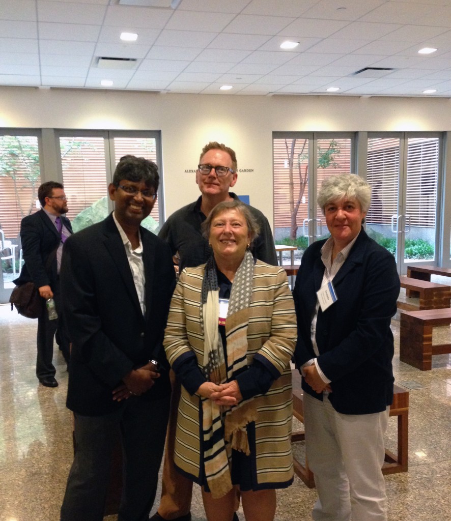 pictured l to r: Shafeek Fazal; Darren Chase,;Sarah E. Thomas, Vice President for the Harvard Library and Roy E. Larsen Librarian for the Faculty of Arts and Sciences, Harvard University; Constantia Constantinou