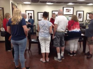 Culper Spy Day visitors viewing two original George Washington letters in Special Collections, SBU Libraries on September 15, 2018.