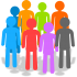 multicolored stick figures in a group