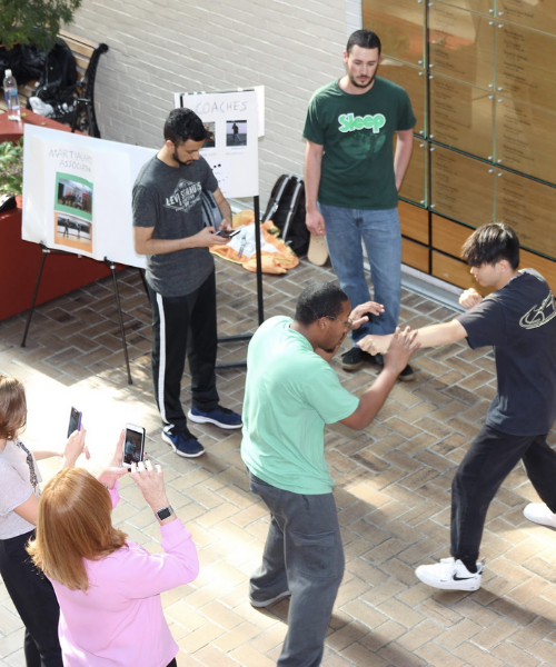 Martial arts club members demonstrating in Melville galleria