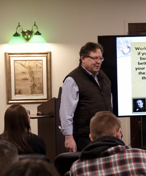 Dr. Post talking to attendees